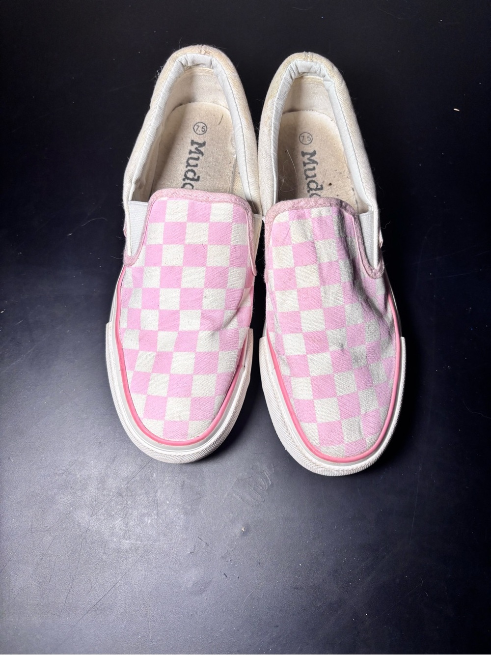 Mudd Slip-On Checkerboard Sneakers - Pink & White